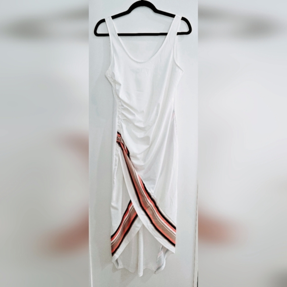 Elegant White Skirt with Red Accents